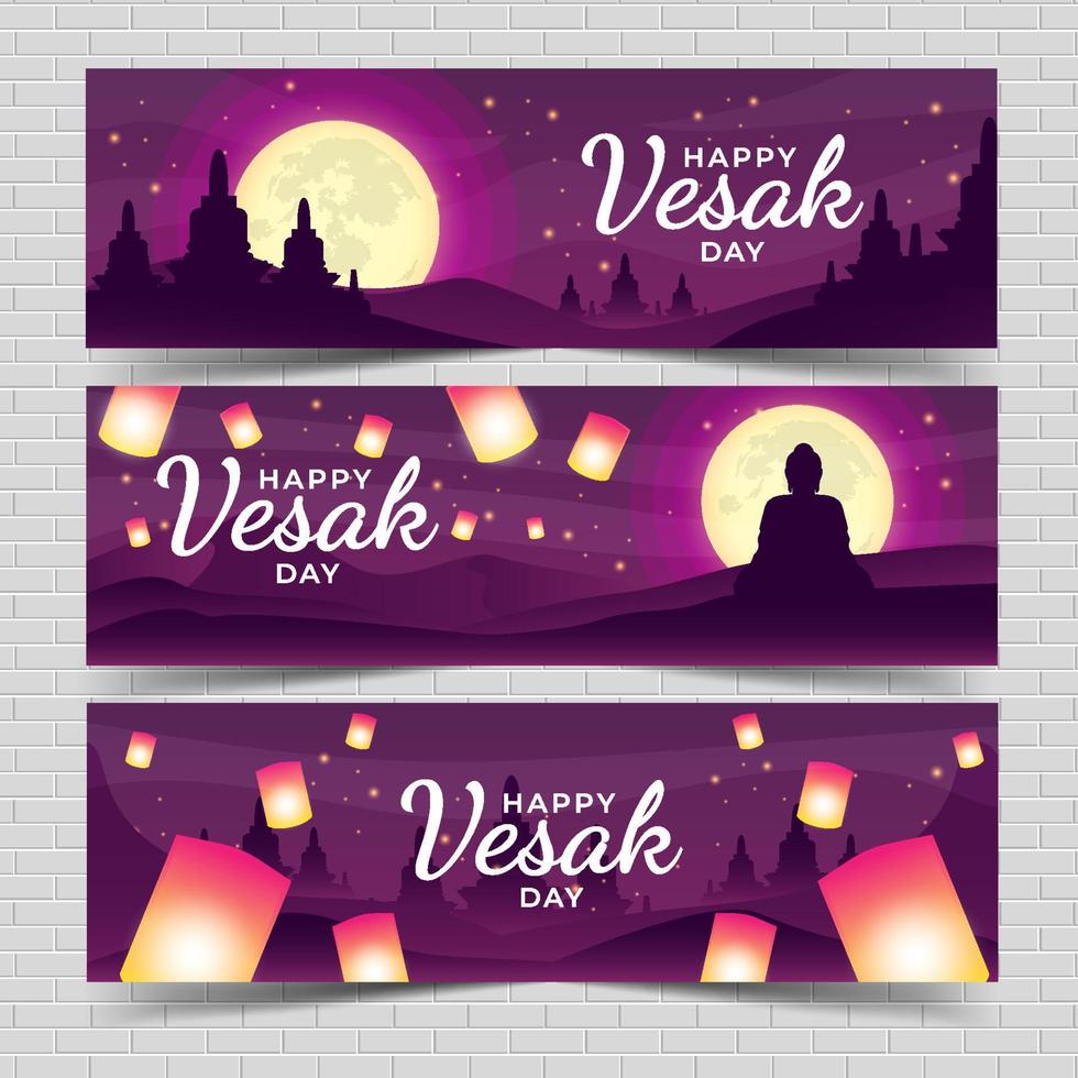 Vesak Day Banner Template Set Collection vector