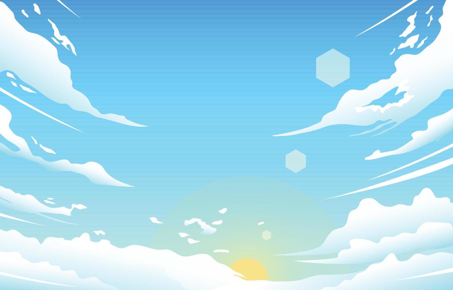 Clear Blue Sky with Cloud and Sun Concept vector