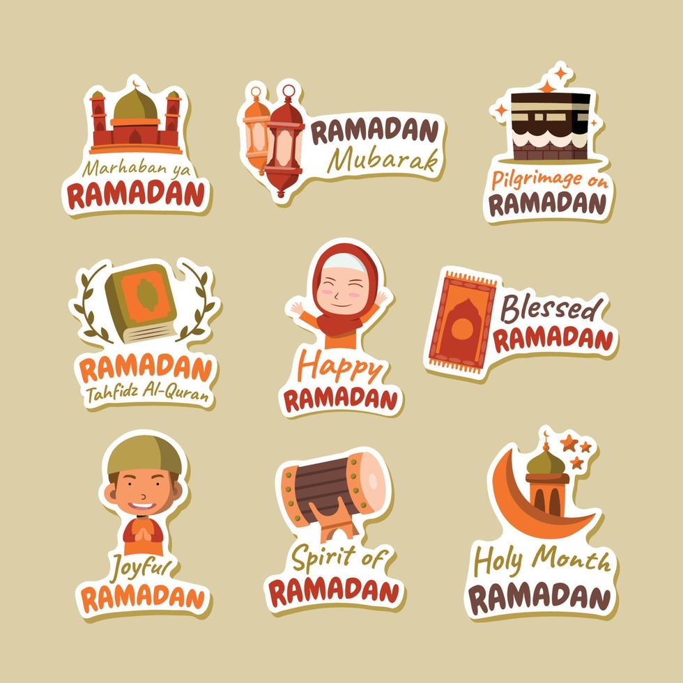General Ramadan Sticker Collection vector