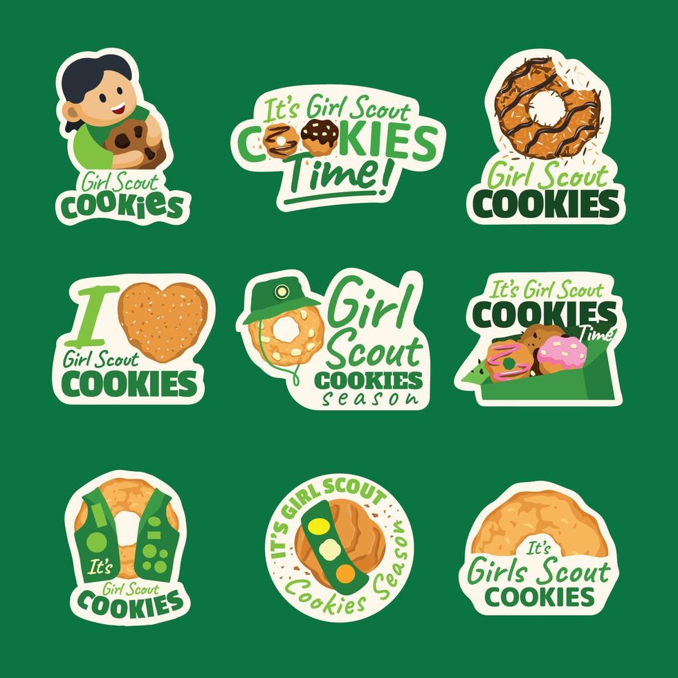 colección de pegatinas de galletas girl scout vector