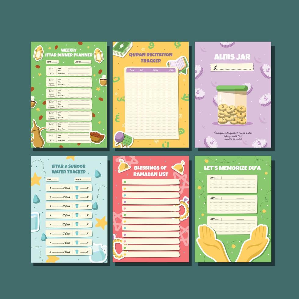 Fun and Cute Ramadan Planner Template vector