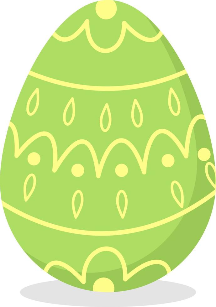 Cute green Easter egg. Vector illustration of Easter decorative eggs