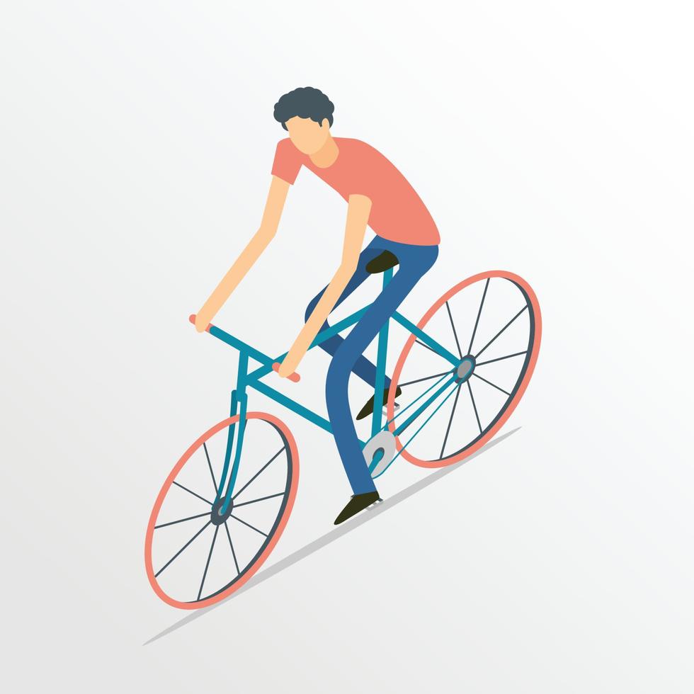 isometric people riding bicycle vector