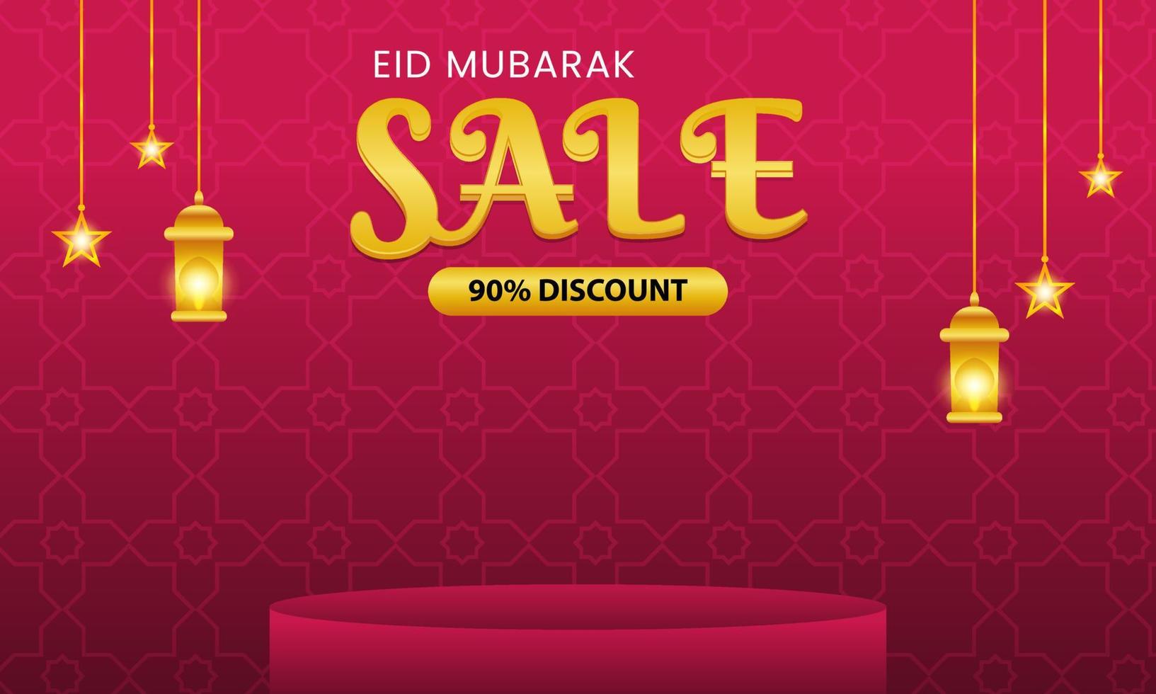 Eid Mubarak Sale Background Design with Copy Space Podium vector