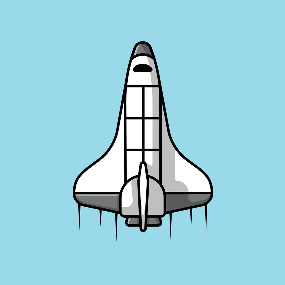 Spaceship Plane Flying Cartoon Vector Icon Illustration. Air Transportation Icon Concept Isolated Premium Vector