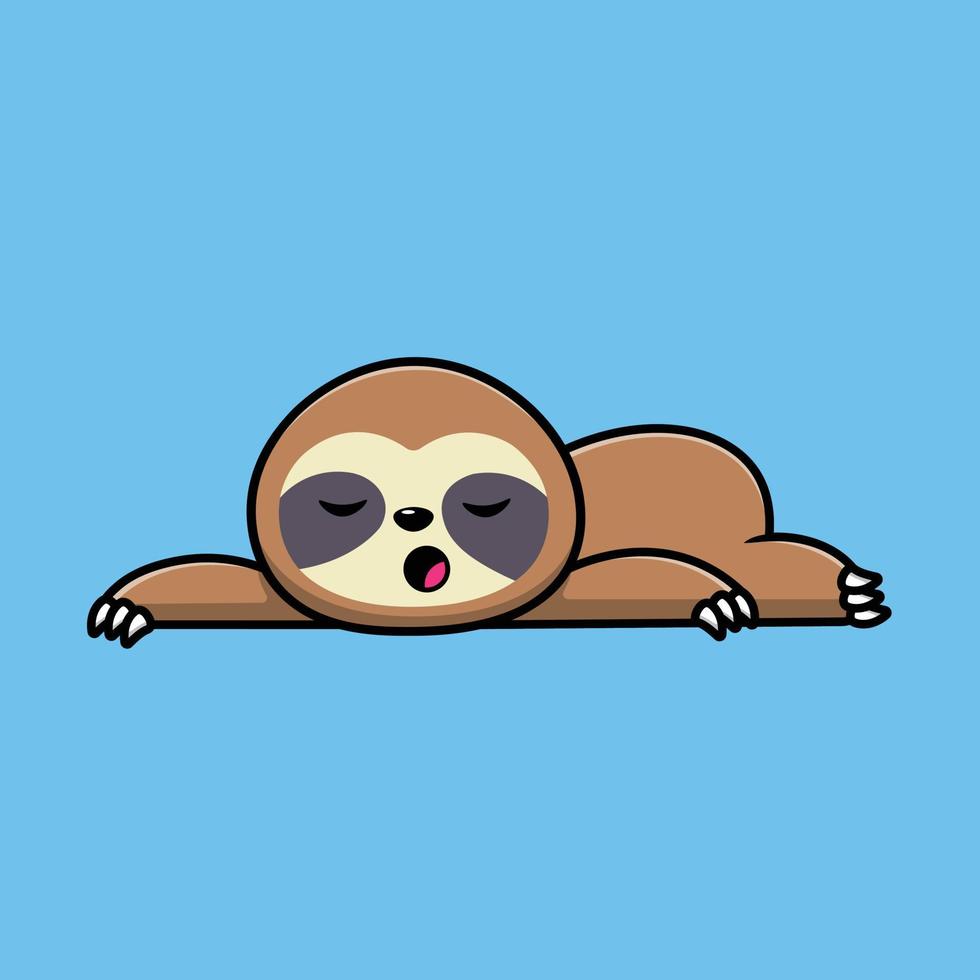 Cute Sloth Sleeping Cartoon Vector Icon Illustration. Science Food Icon Concept Isolated Premium Vector.