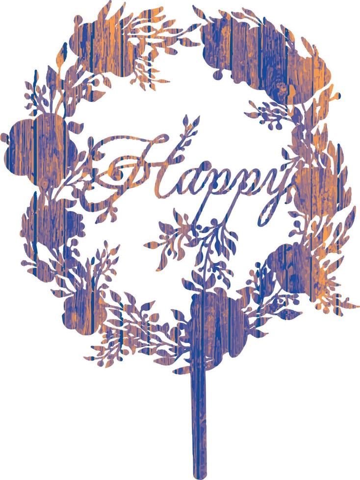 Topper  cake Happy wreath flowers vector