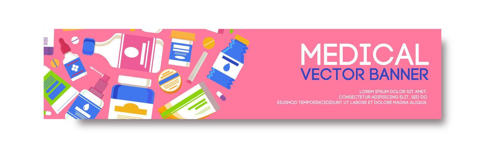 Medical banner flat style for healthcare vector