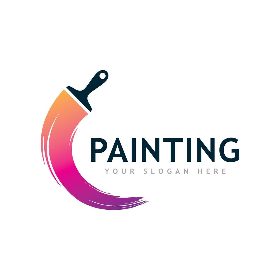 Paint logo full color luxury design style. Creative Brush concept vector