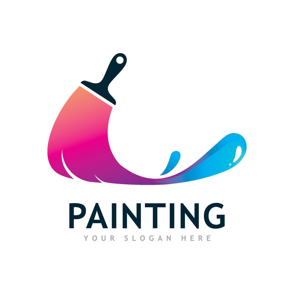 Paint logo full color luxury design style. Creative Brush concept vector