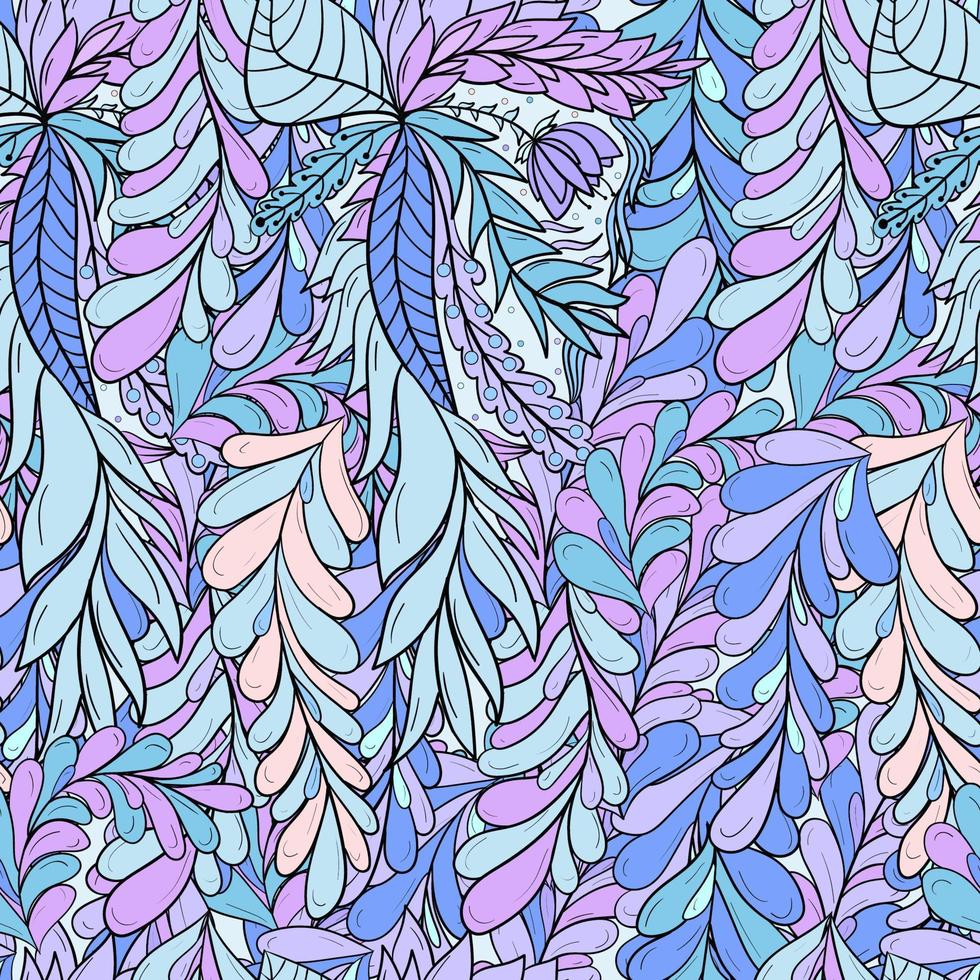 Seamless pattern background with abstract leaves and flower vector