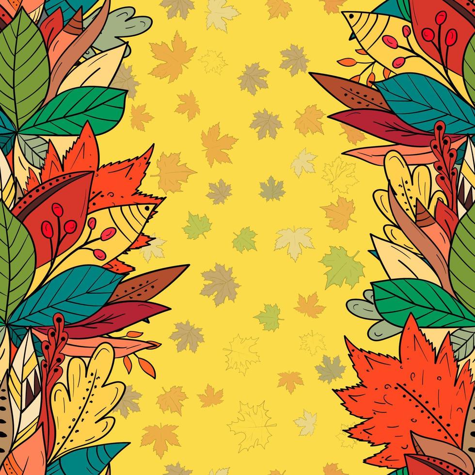 Seamless background with falling autumn leaves. Greeting card for your design vector