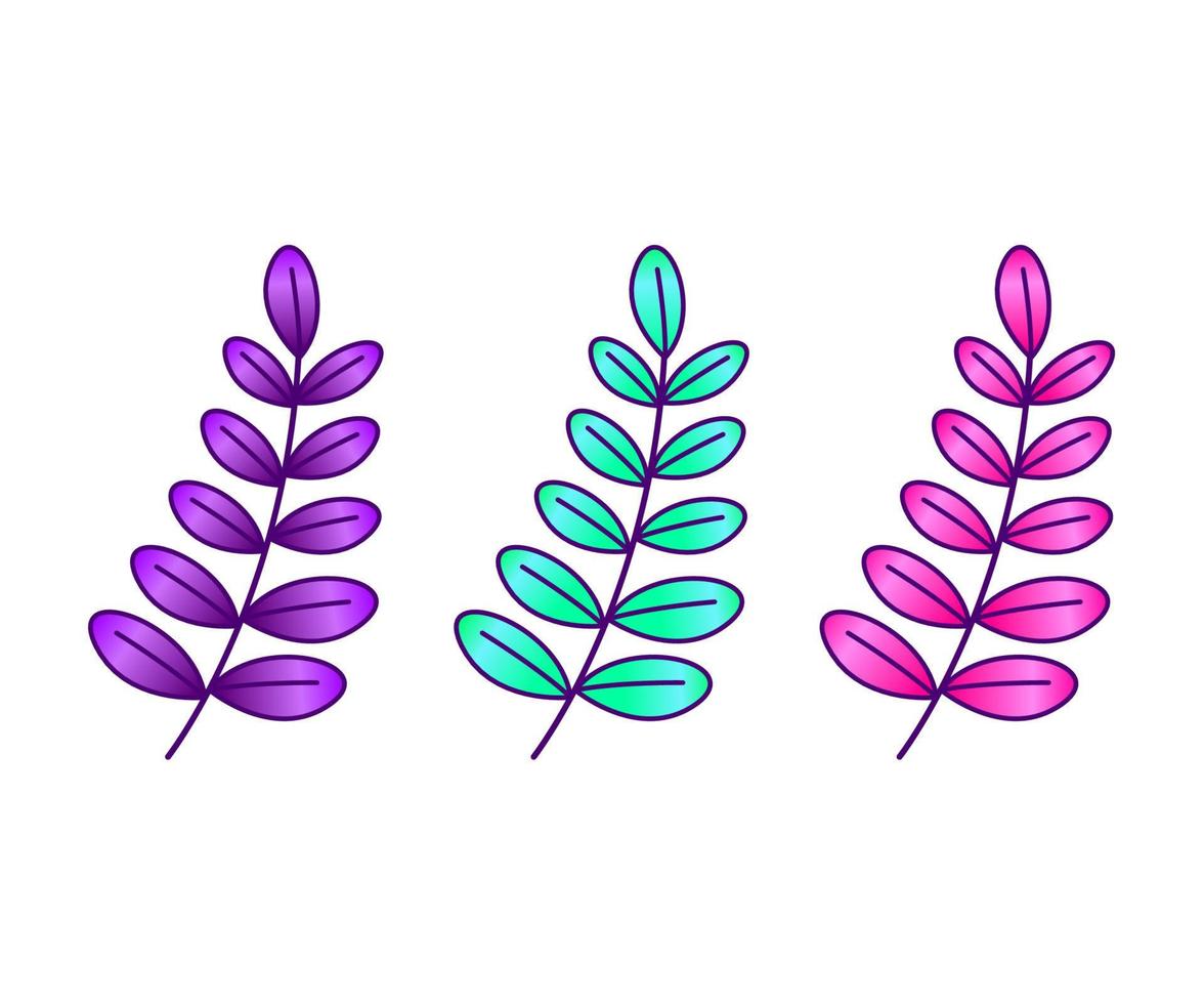 set of leaves, watercolor leaves illustration vector