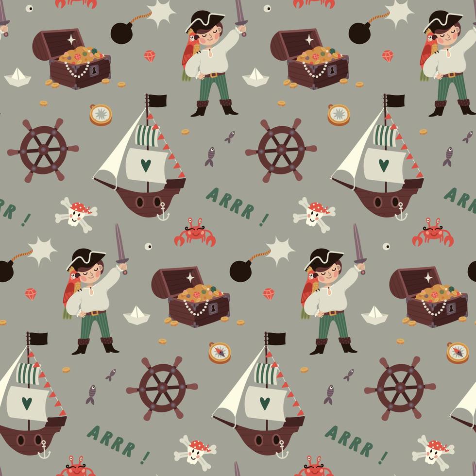 Pirate boy pattern vector