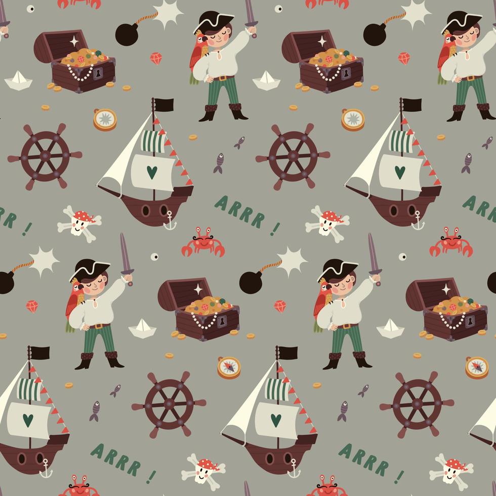 Pirate boy pattern vector