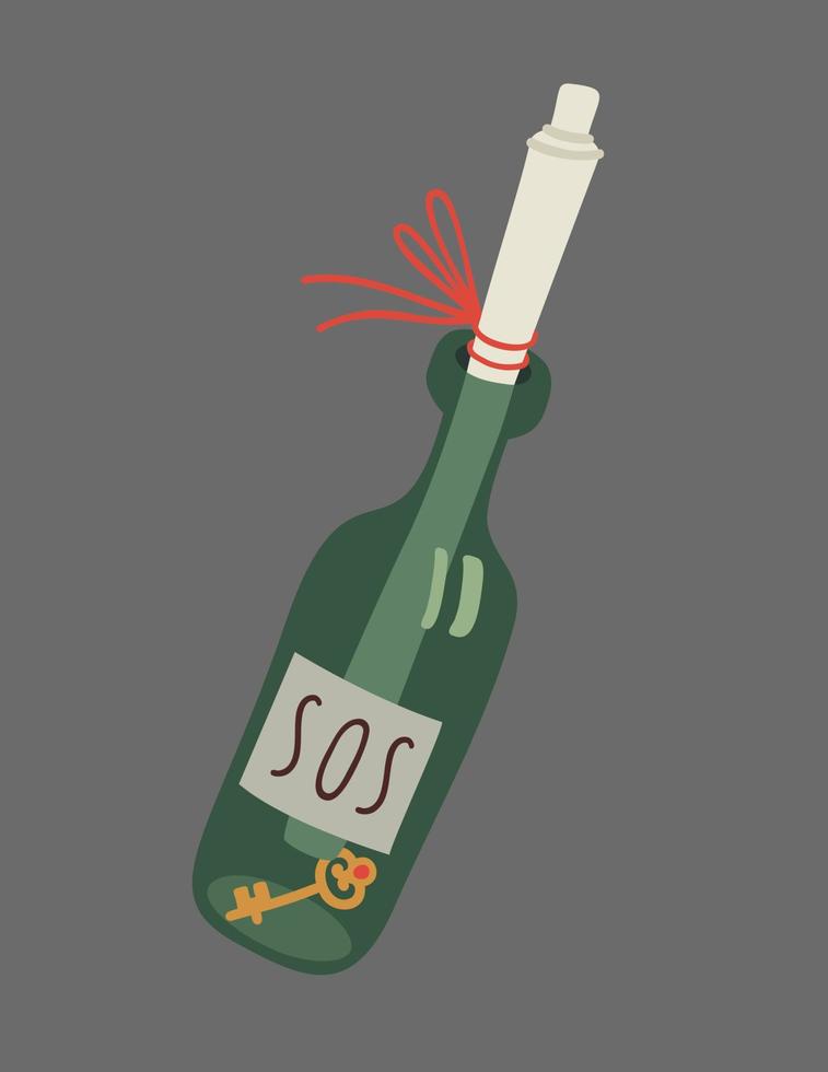 Sos bottle and key vector