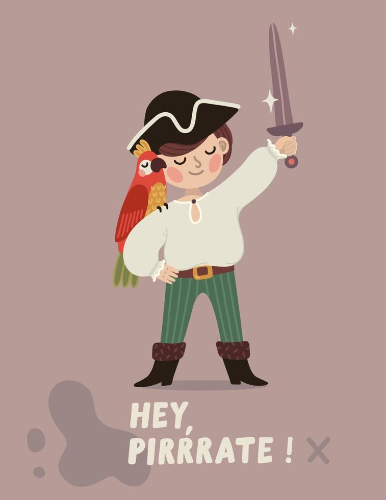 lindo chico pirata vector