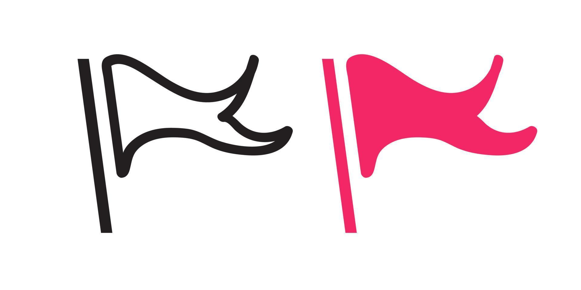 Flag icon outline and full red color style vector