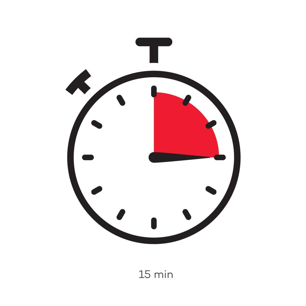 Timer 15 minutes symbol color style vector