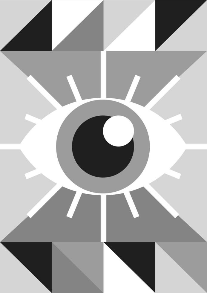 cartel de ojo de bauhaus abstracto en blanco y negro vector