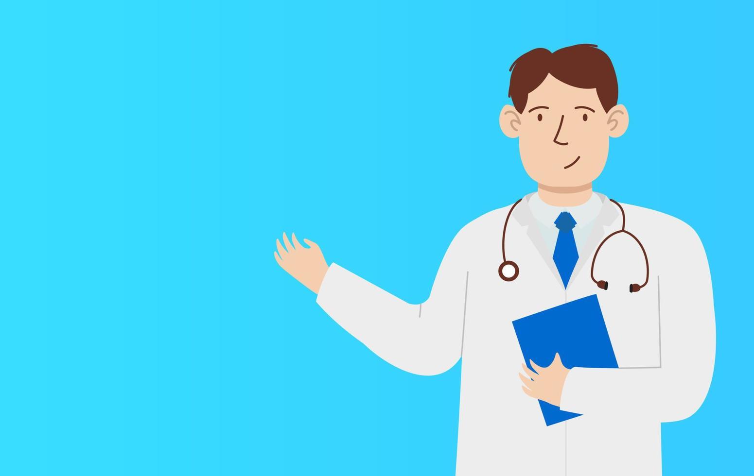 doctor personaje banner estilo plano vector