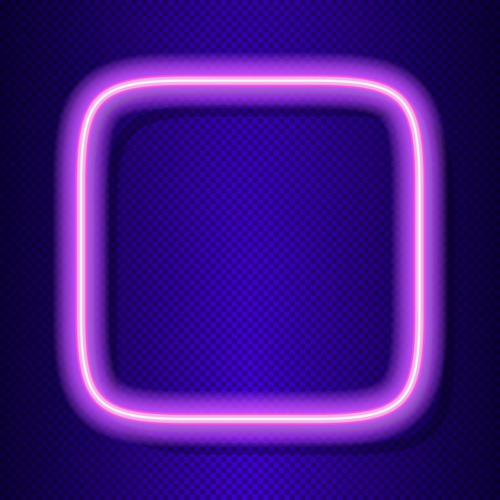 Neon square frame vector on transparent background