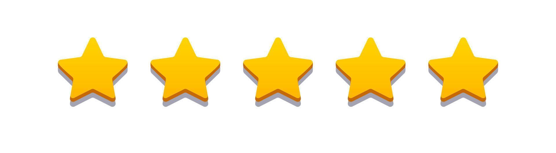 Rating stars gold realistic style for feedback vector