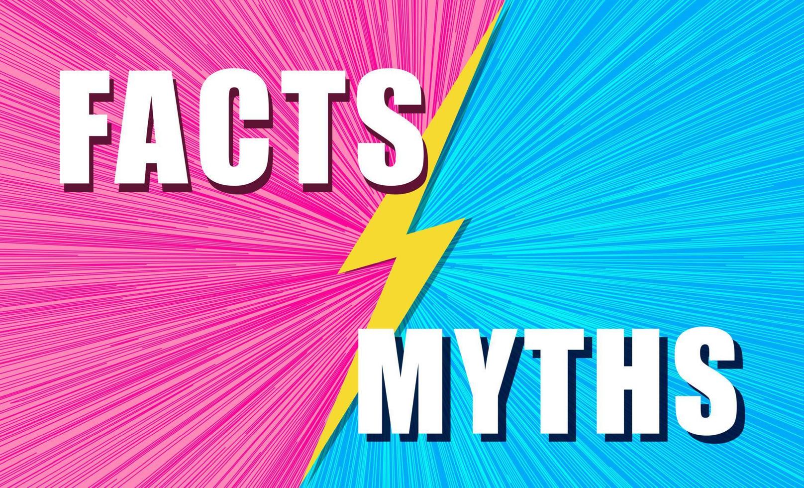 Facts versus myths battle on background pop art vector