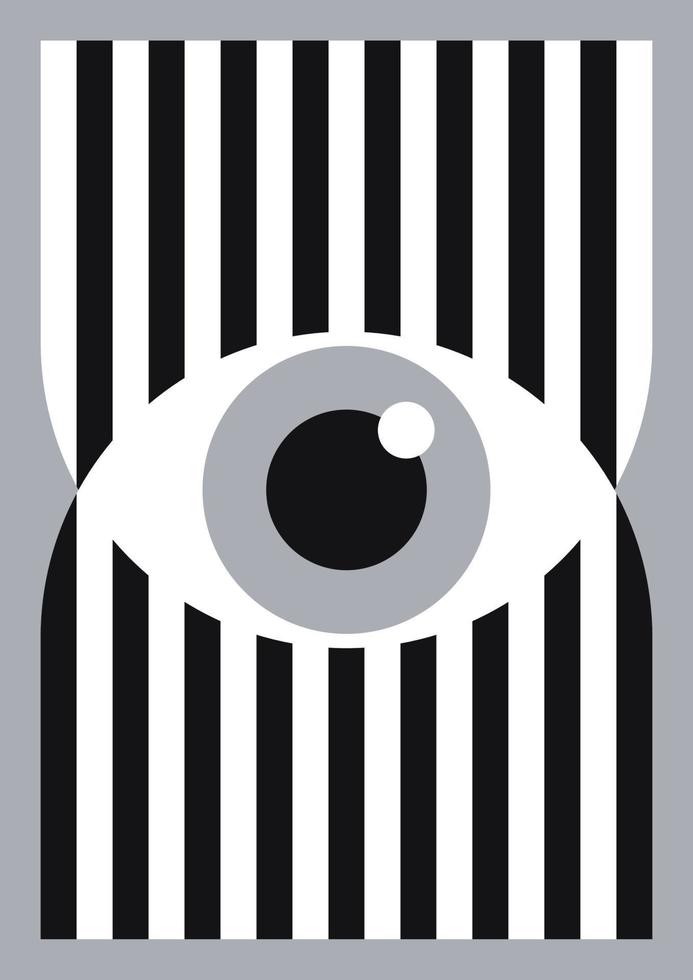 Abstract bauhaus eye poster black and white vector