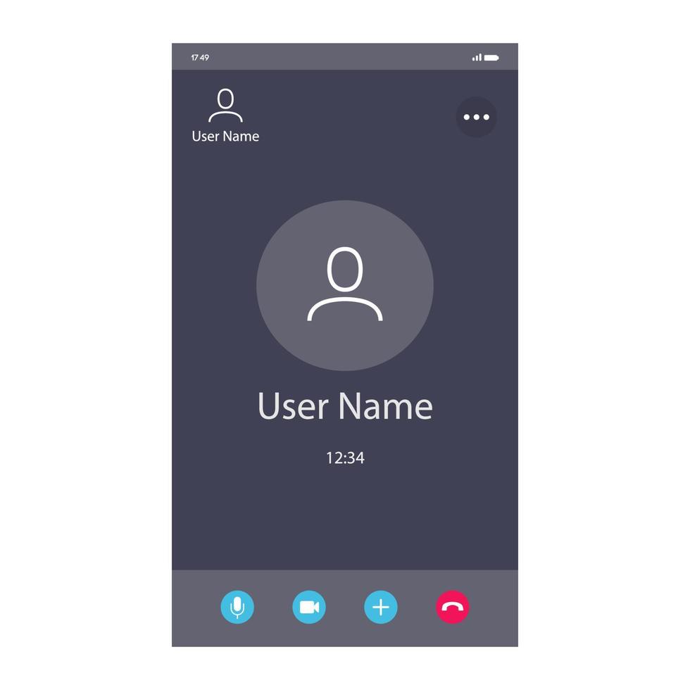 Phone call screen template for video conference vector