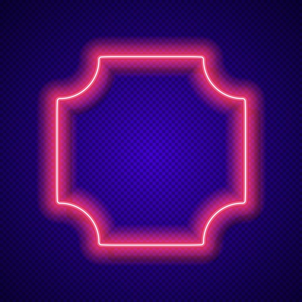 Neon vector frame red color on transparent background