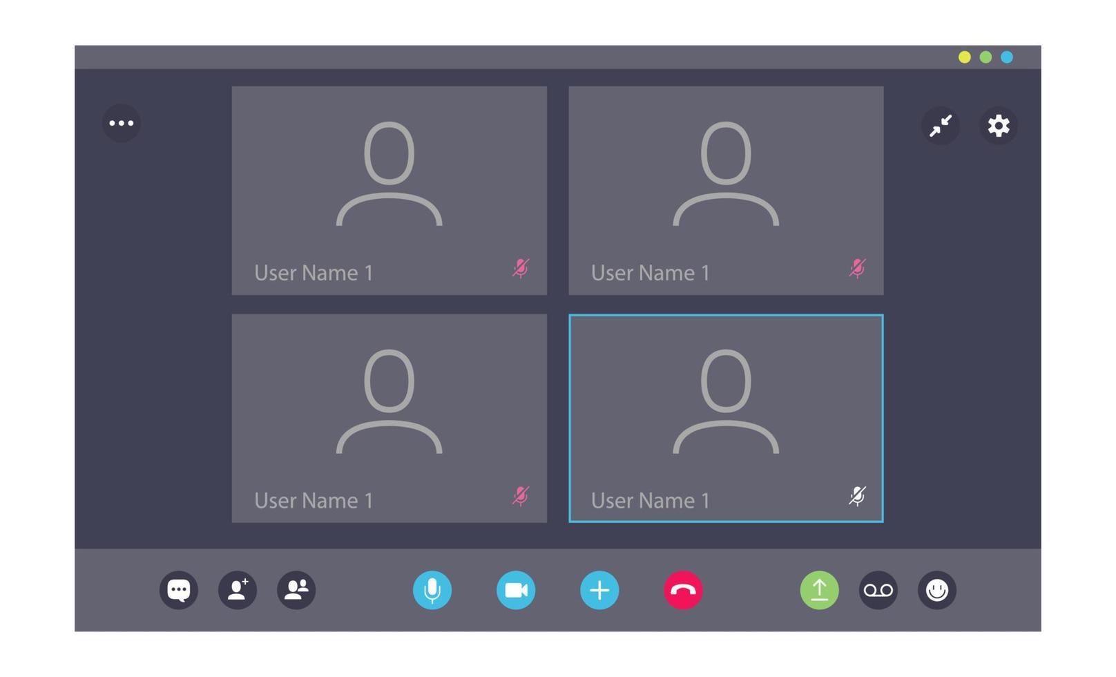 Videocall conference user interface template vector