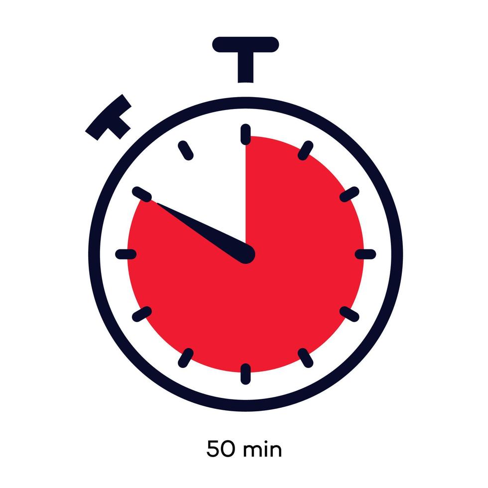 Timer 50 minutes symbol color line style vector
