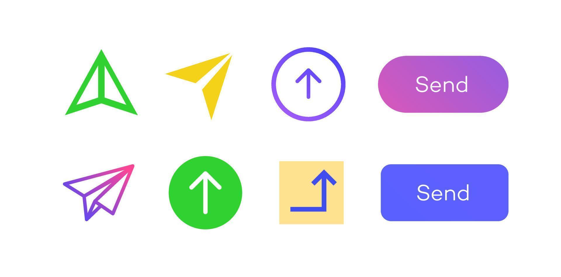 Send icon arrow vector set color style