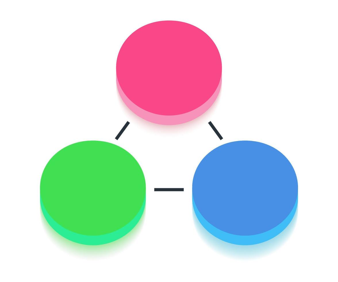 plantilla de gráfico de diagrama de venn estilo de vidrio 3d de tres círculos vector