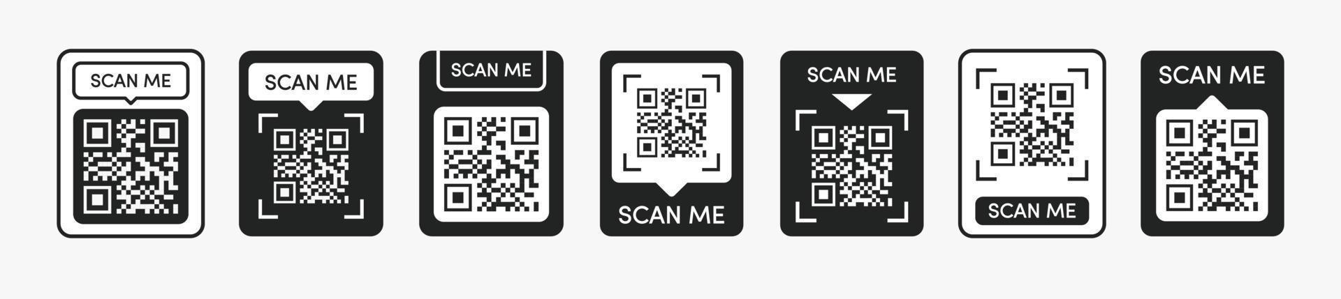 Qr code sticker set black color vector