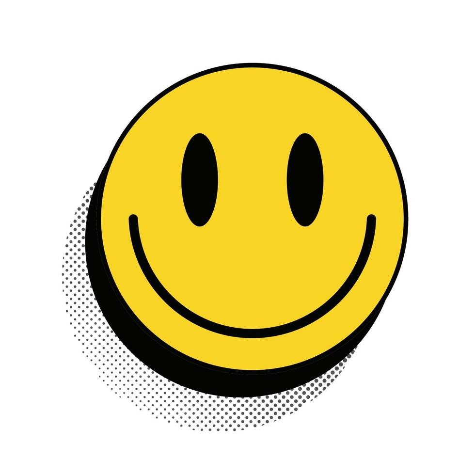 Smile sticker retro style halftone shadow vector