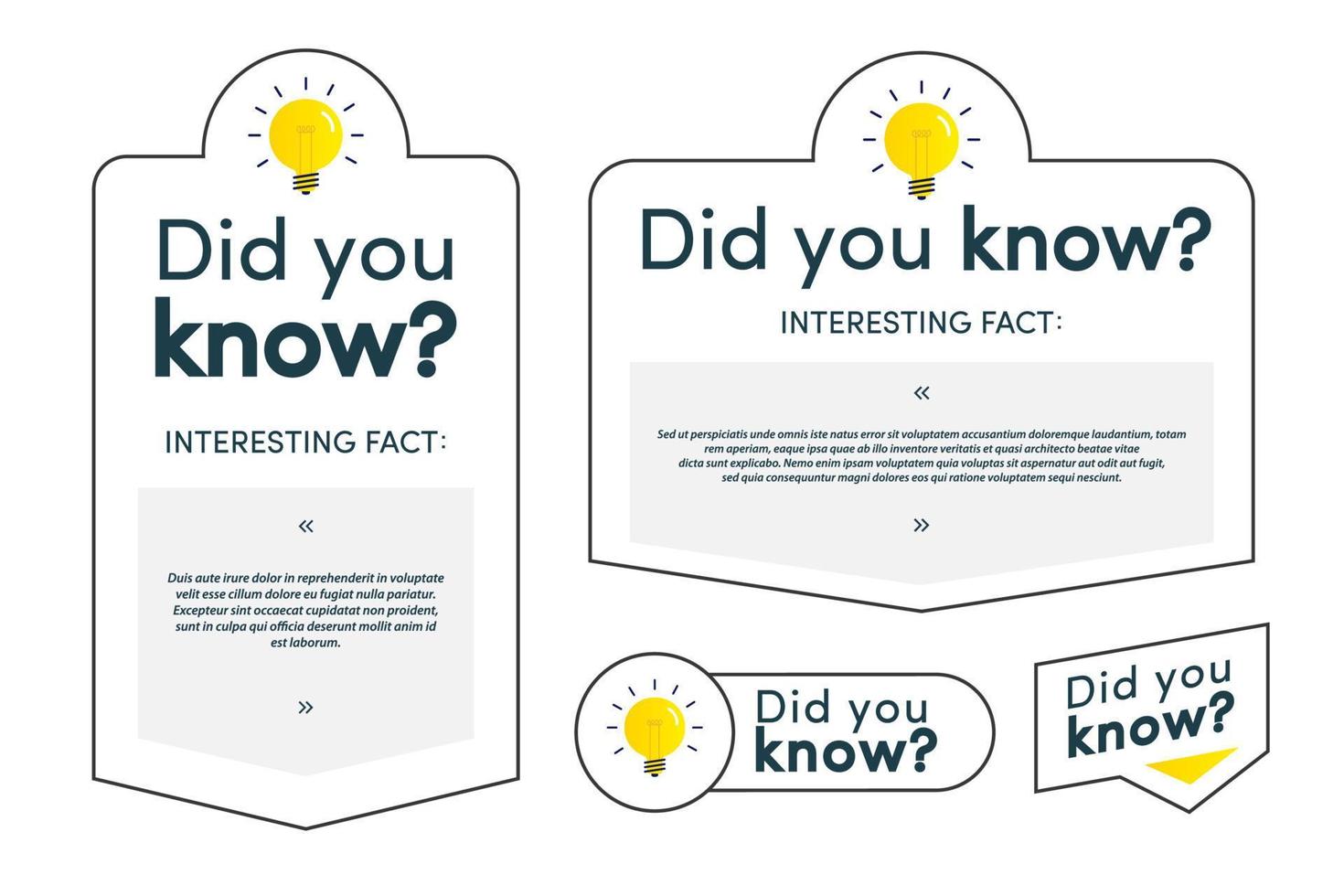 Did you know label and card set vector