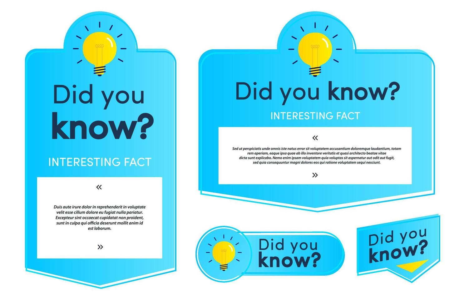Did you know label and card set vector