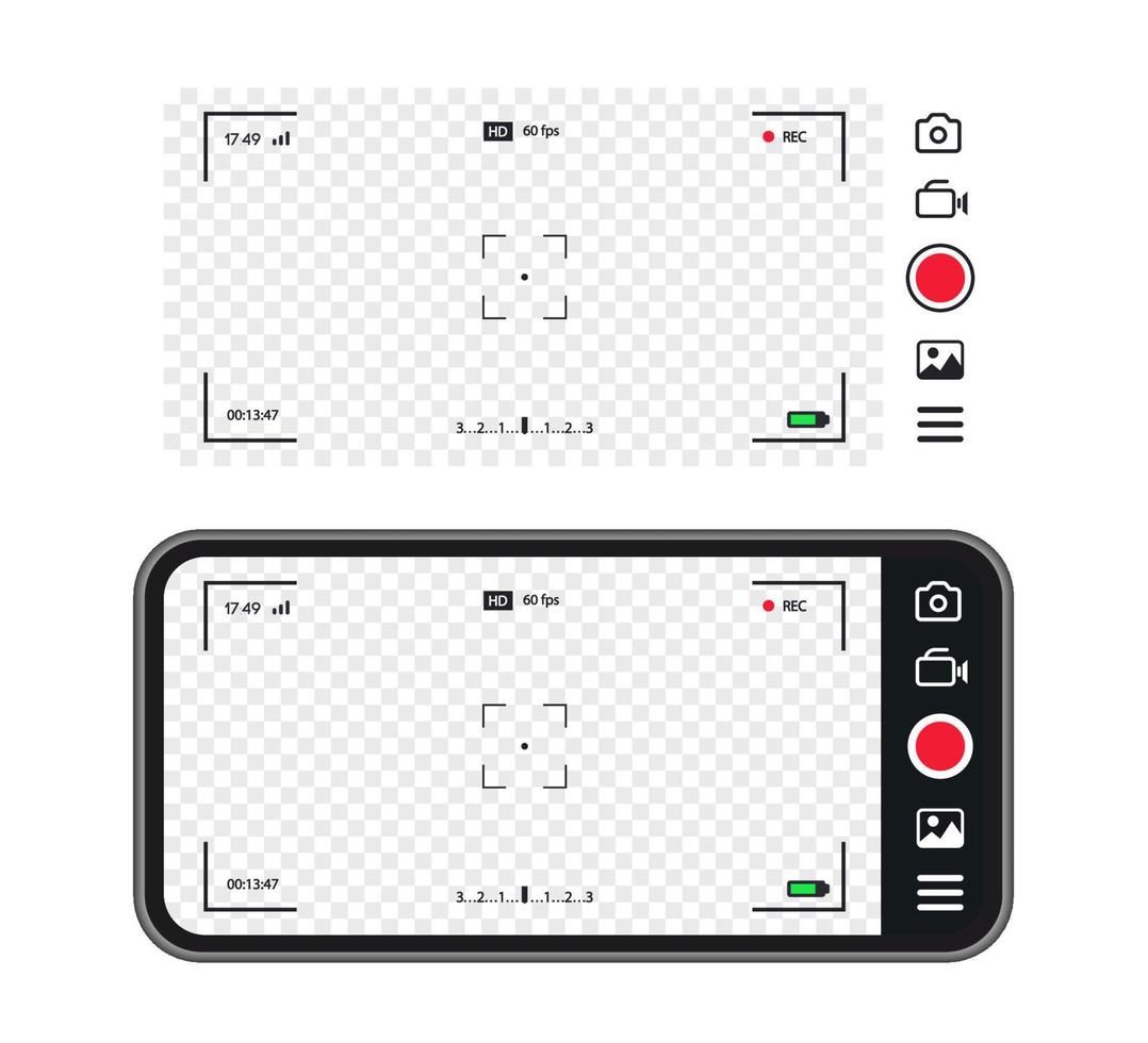 Viewfinder record frame mobile phone camera concept vector