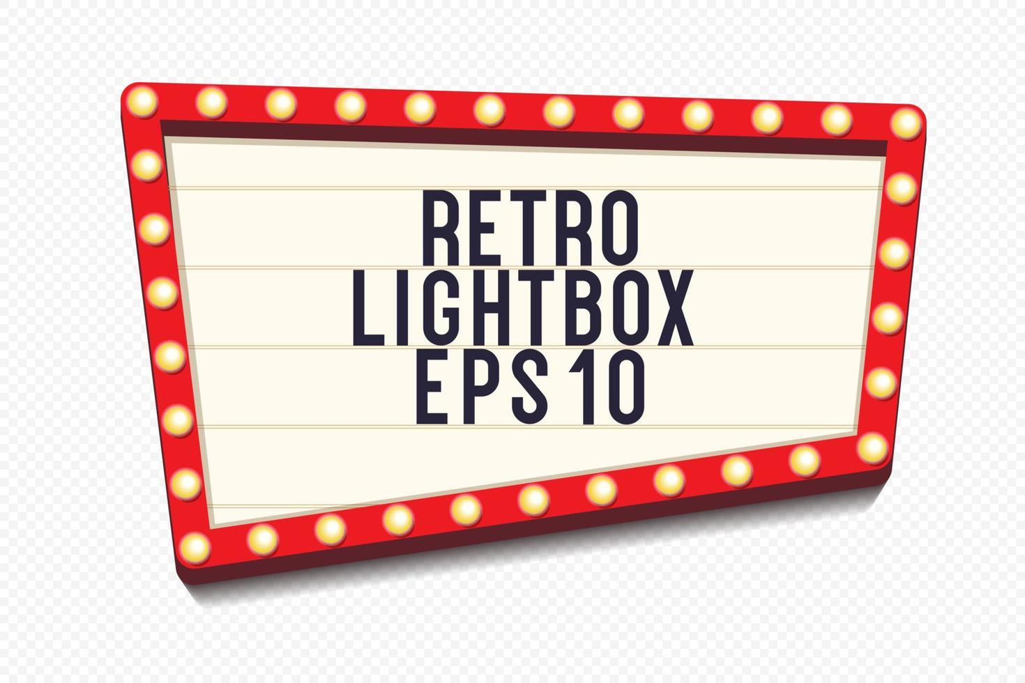 Retro lightbox template with lightbulb realistic style vector