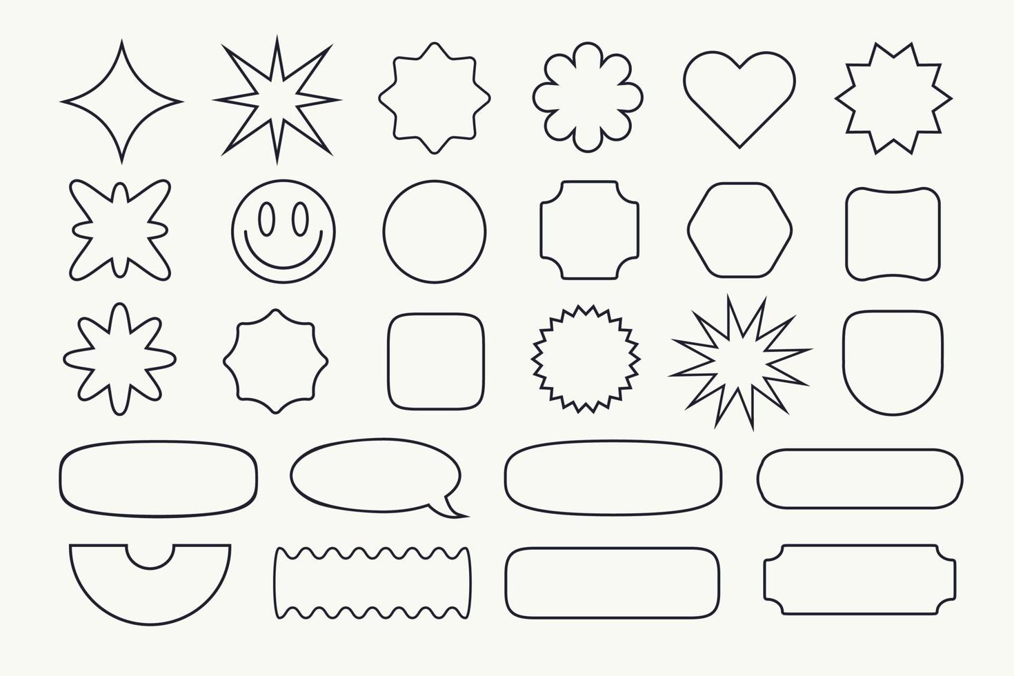 Sticker set retro line style isolate on white background vector