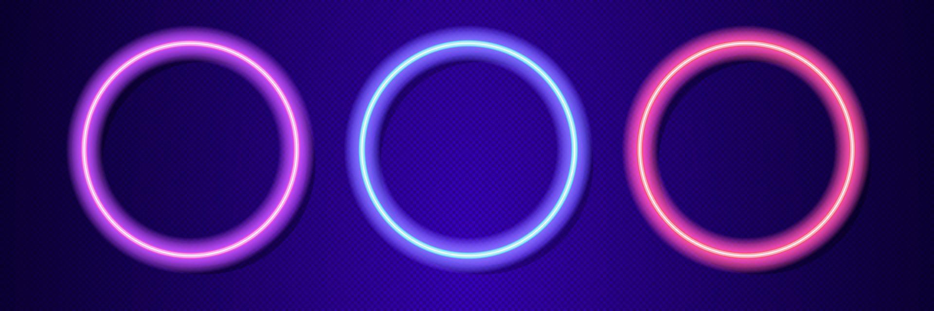 Neon abstract round vector set