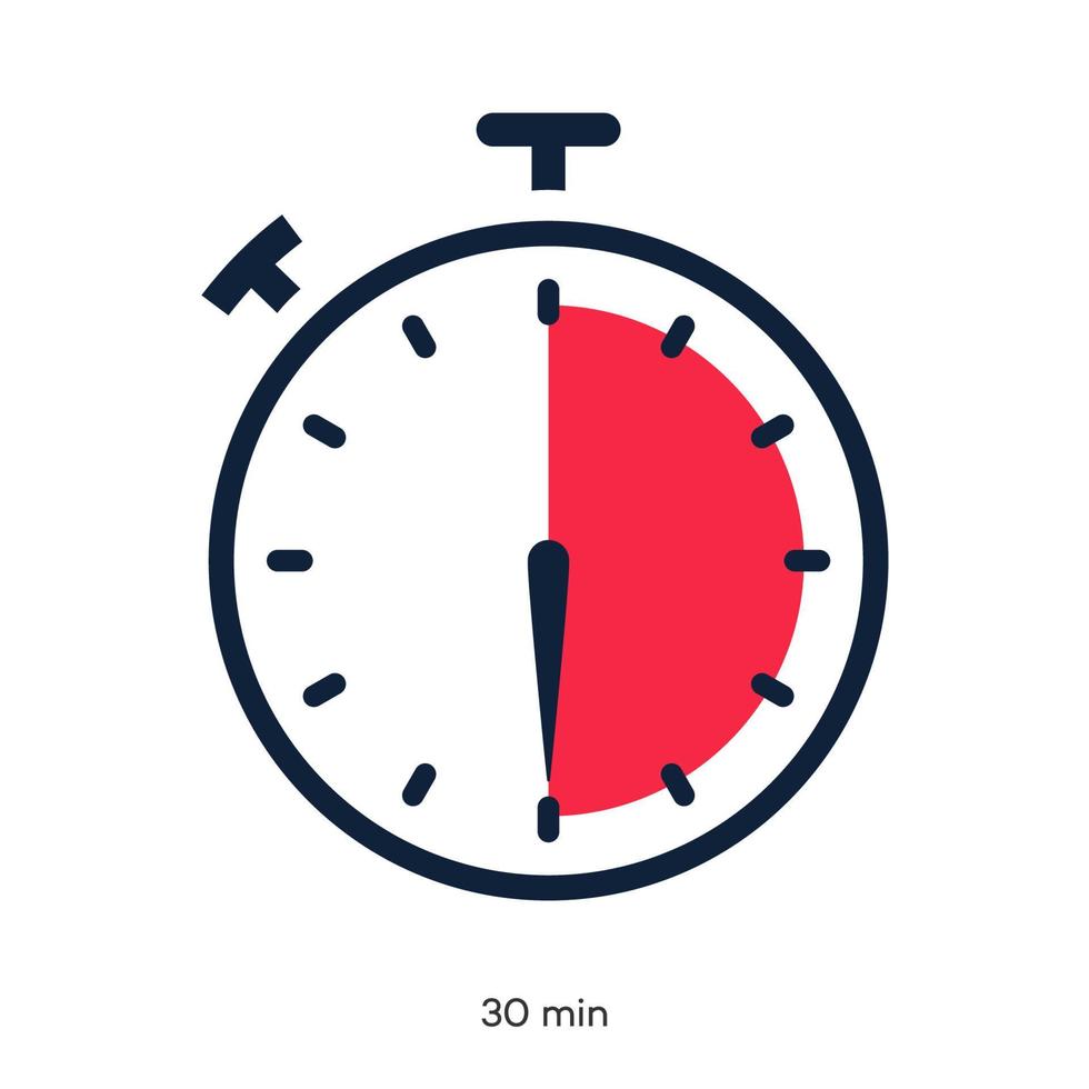 Timer 30 minutes symbol color style vector