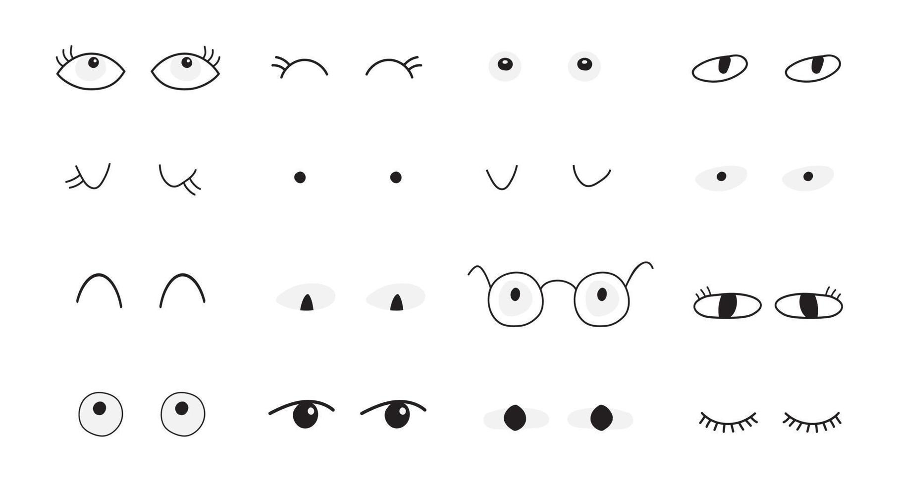 Eyes set hand draw cute style for your character design vector