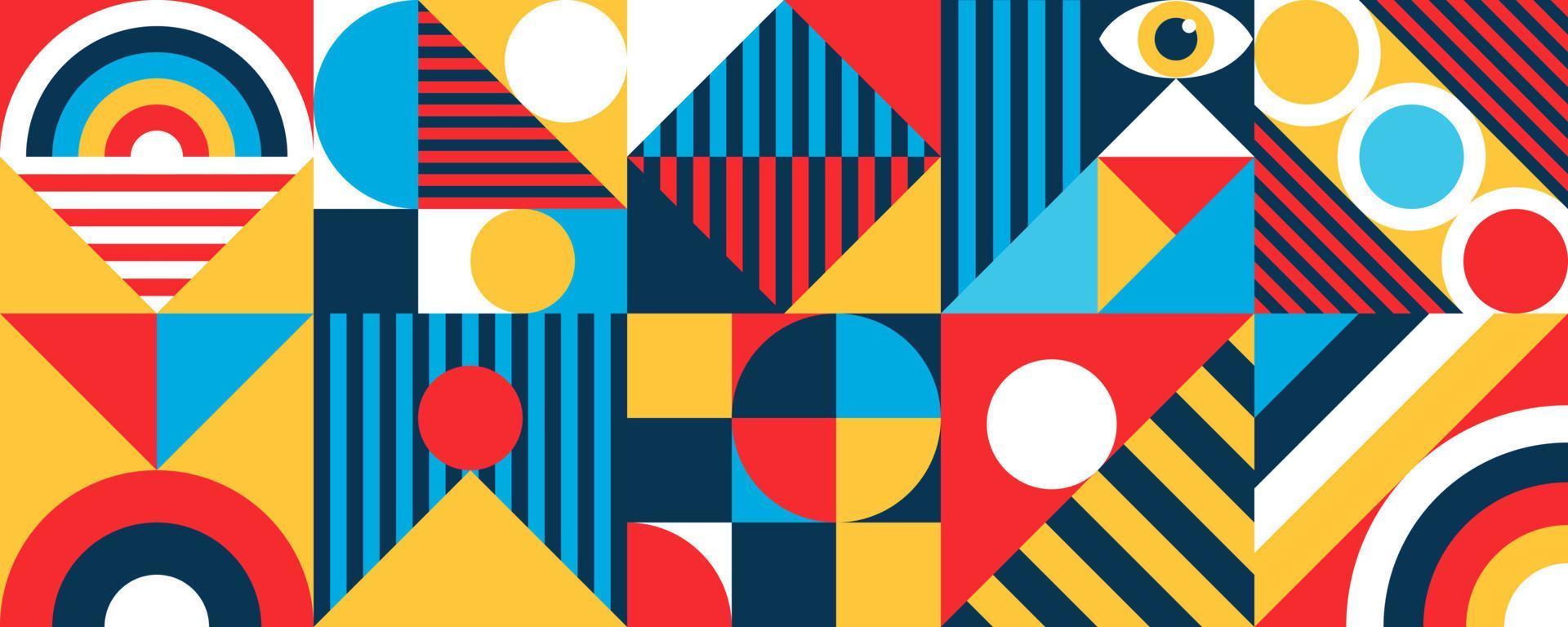 Abstract bauhaus banner minimal 20s geometric style vector