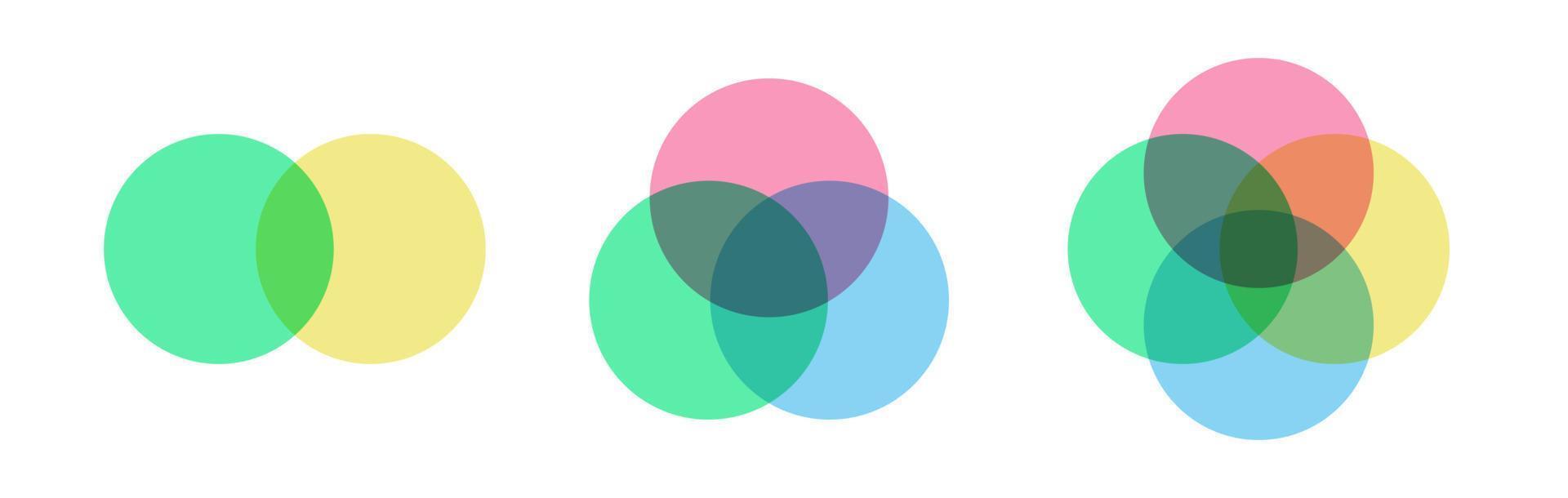 diagrama de venn establece estilo colorido vector