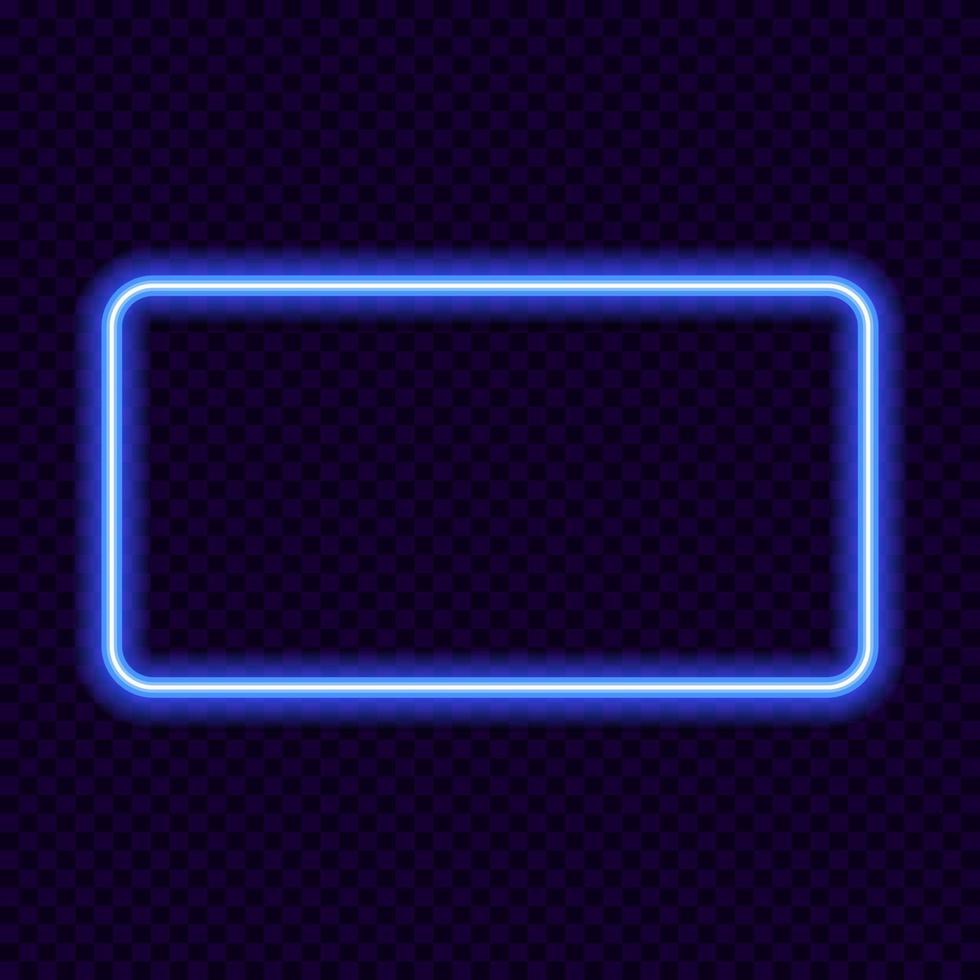 Neon rectangle vector frame on transparent background
