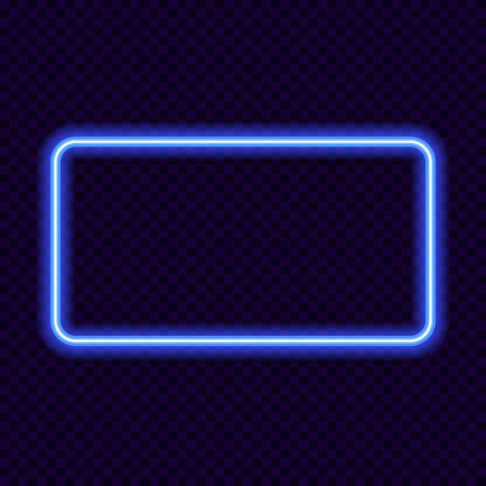Neon rectangle vector frame on transparent background