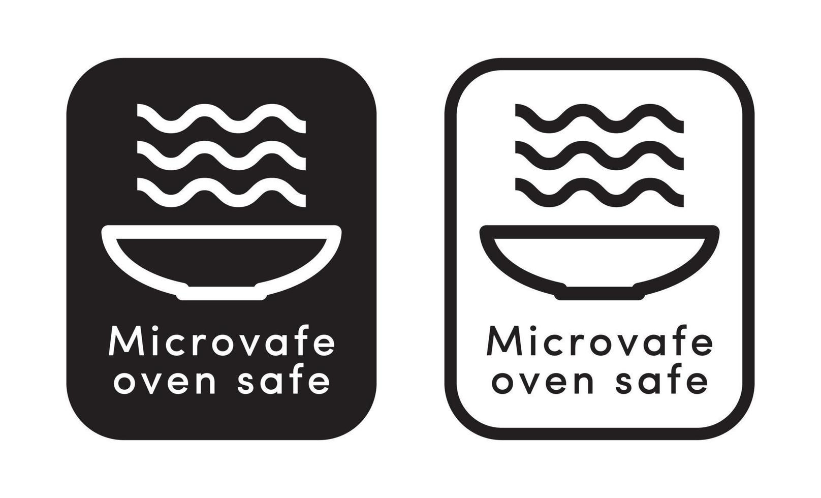 Microwave oven safe with dish icon vector set